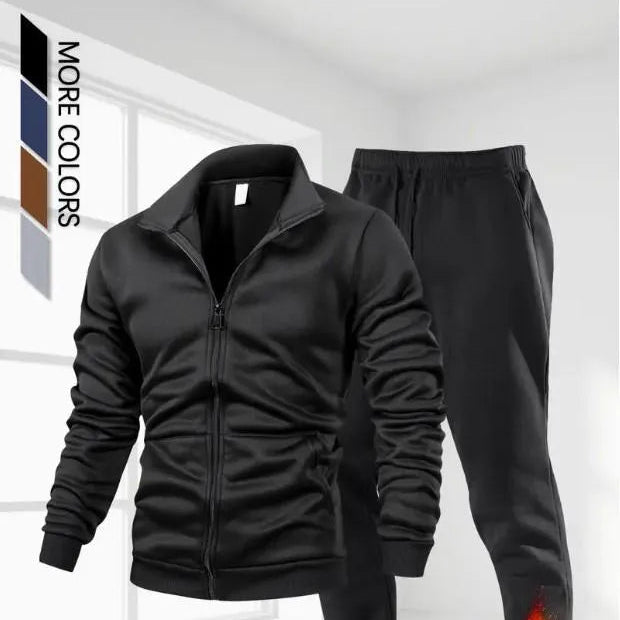 2 Pcs Men's Fleece Plain Zipper Track Suit